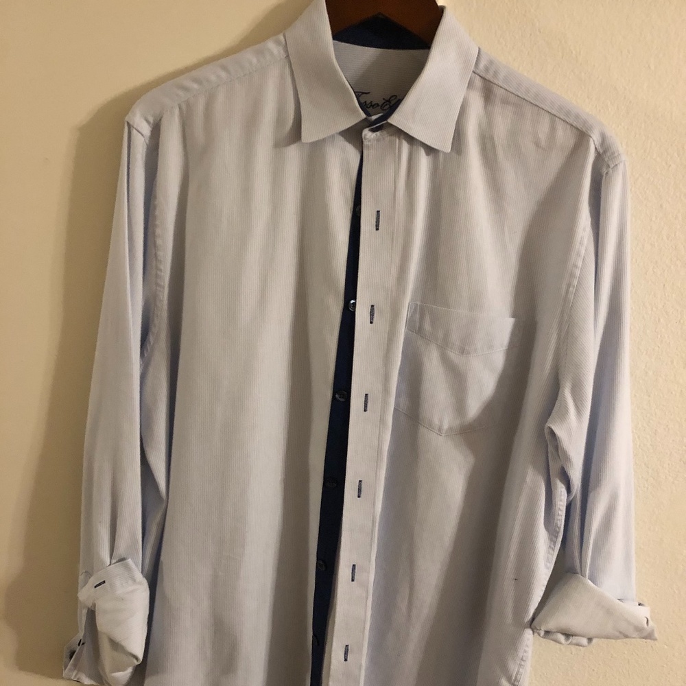 TASSO ELBA MENS M 15-15 1/2 100% COTTON BLUE L/S